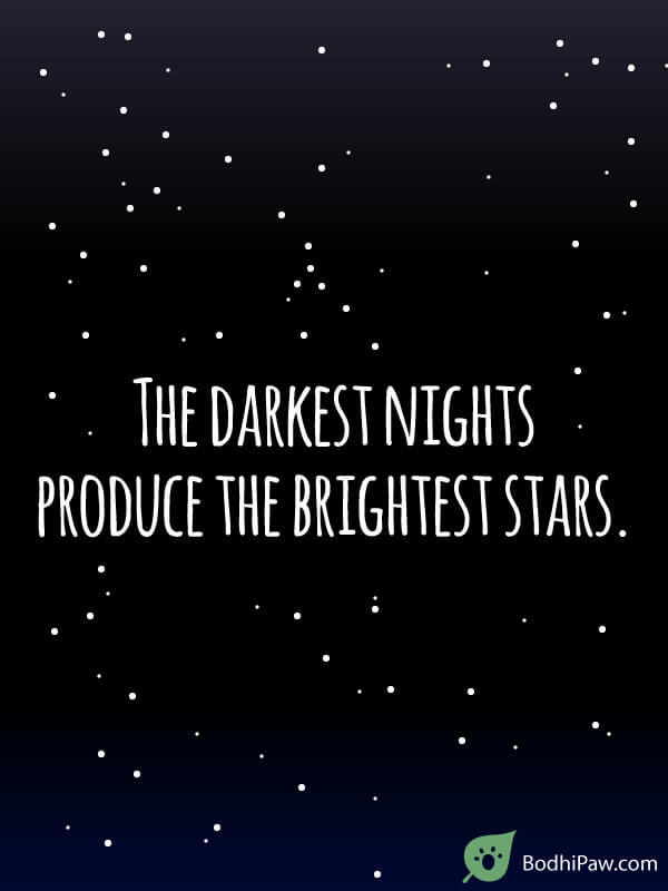 The darkest nights produce the brightest stars - inspirational quote about hardship in life